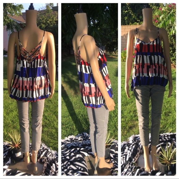 *DONATED* Brand NWT ๐๐บ๐ธ Jack by BB Dakota multi color spaghetti strap tank - Picture 2 of 14